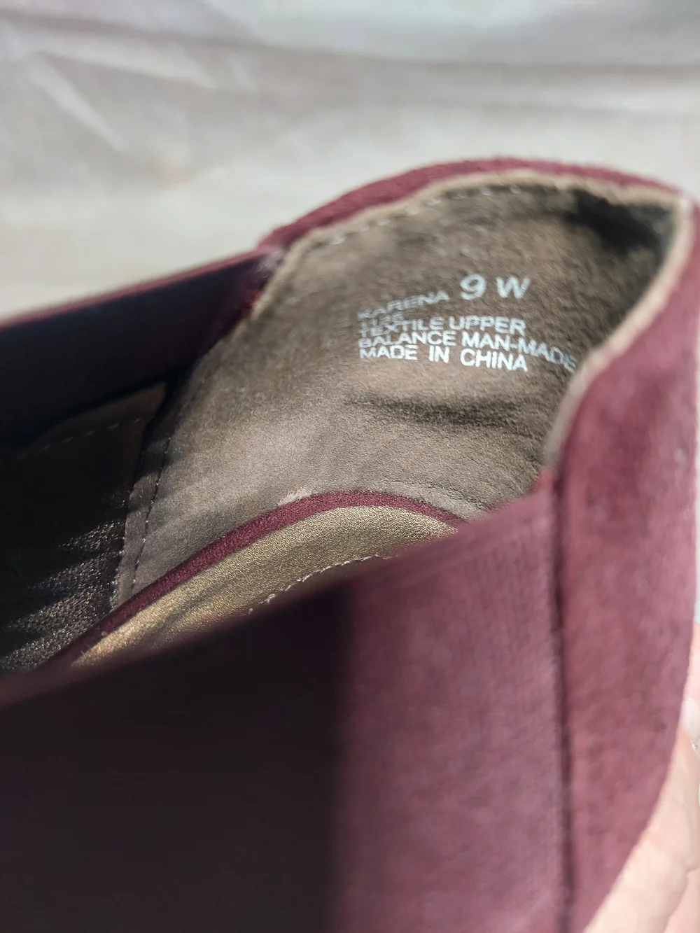 Cloudwalkers by Avenue Karina Burgundy Suede-Look Elastic X-Strap Heels 9W